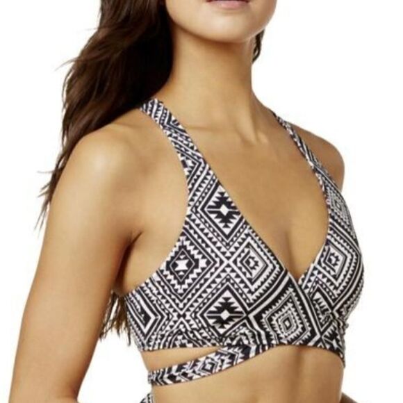 Sundazed Ariel Black White Mesh Bikini Wrap Bra - Picture 1 of 5